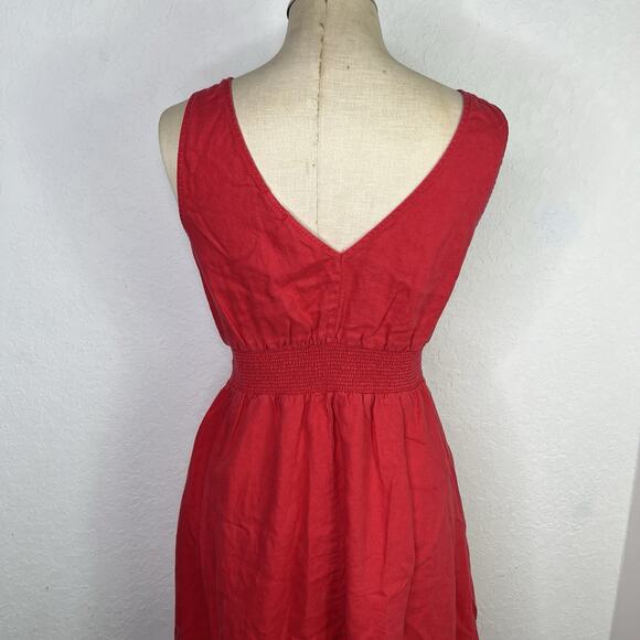Nicole Miller New York Red Linen Accentuated Waist Flare Dress Size US 2, chic - Picture 6 of 8